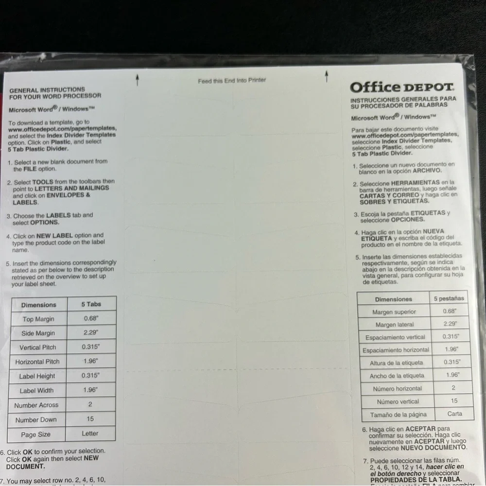 Office Depot Insertable 5-Tab Dividers Rounded & Multicolored Tabs **Lot of 3**